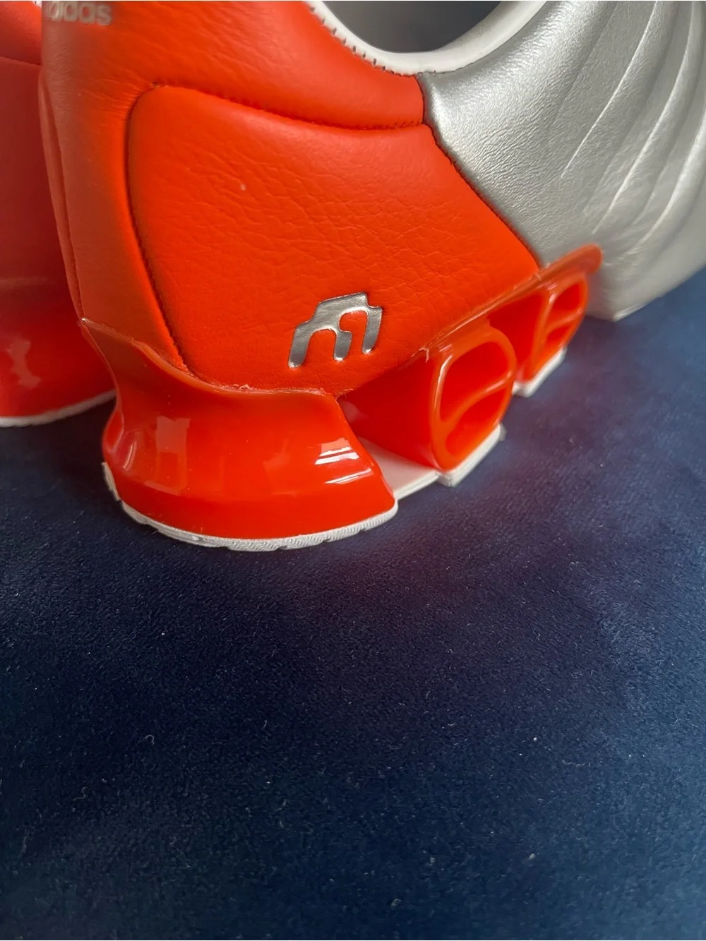 Men's Silver Athletic Sneakers with Orange Accent